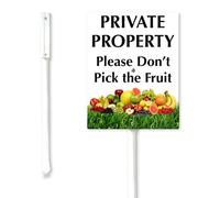 Geroclonup Private Property Please Don't Pick the Fruit Yard Sign 17.5x22cm Sturdy Aluminum Signs Rust Free Garden Decorations Rustproof Standing Lawn Sign for Outdoor Private Property Signs for Yard