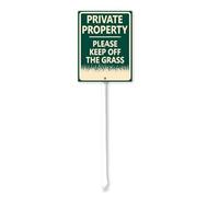 Geroclonup Private Property Please Keep off the Grass Sign with Stake 17.5x22cm Rustproof Aluminum Sign Outdoor Aluminum Sign for Lawn Yard Garden Decor, Easy to Install, Outdoor Use