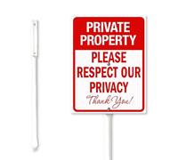 Geroclonup Private Property Please Respect Our Privacy Yard Sign with Stake 20x30cm Fade Resistant Sturdy Aluminum Yard Signs Rust Free Private Property Sign for Garden Lawn Street
