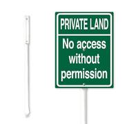 Geroclonup Private Property Sign Private Land No Access Without Permission Yard Sign with Stake 20x30cm Sturdy Aluminum Yard Sign Fade Resistant Lawn Decoration for Lawn Garden Outdoor Use