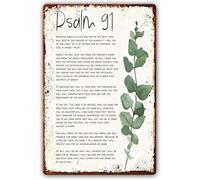 Geroclonup Psalm 91 Metal Tin Sign Bible Verses Wall Decor Scripture Wall Art He Will Cover You With His Feathers Artwork Decoration For Living Room Wall Plaque Bible Verse Sign-30x40cm