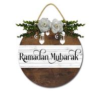 Geroclonup Ramadan Decorations for Home Muslim Wall Decor Ramadan Mubarak Wreath Door Sign Eid Mubarak Wall Decor for Islamic Muslim Party Home Decor 28cm