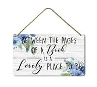 Geroclonup Reading Corner Wall Decor Between the Pages of a Book is a Lovely Place to be Sign 20x30cm Wooden Wall Decor Wood Plaque Rustic Farmhouse Home Decor for Wall Porch Front Door Decor