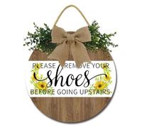 Geroclonup Remove Your Shoes Off Front Door Sign Please Remove Your Shoes Before Going Upstairs Wood Sign Home Wall Decor Wooden Signs Rustic Hanging Wall Plaque Sign for Home Indoor 30cm