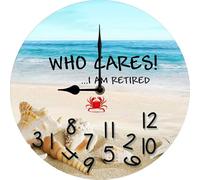 Geroclonup Retirement Wall Clock Retirement Day Party Decor 10 inch Small Battery Operated Silent Non-Ticking Ideal Retirement Gift for Men & Women Funny Gag (Beach Theme)