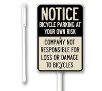 Geroclonup Retro Bicycle Parking At Your Own Risk Yard Sign with Stakes 20x30cm, Sturdy Aluminum Yard Signs Rust Free, Outdoor Lawn Yard Sign