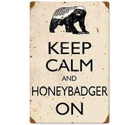 Geroclonup Retro Honey Badger Metal Tin Signs 8x12 Inch Decorative Poster Plate for Coffee House Bar Pub Kitchen Beer Funny Wall Decor Funny Sign-30x40cm