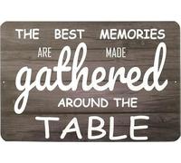 Geroclonup Retro Tin Sign The Best Memories Are Made Gathered Around The Table Wall Quotes Sayings Decorations Family Kitchen Sign Dining Room Sign-20x30cm