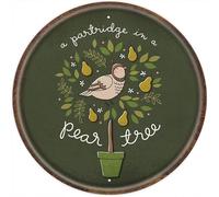 Geroclonup Round Tin Sign Partridge in a Pear Tree Happy Holiday Funny Metal Sign Kitchen Pub Coffee Bar Club Wall Poster Yard Garden Farm Man Cave - 30cm