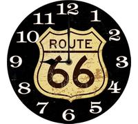 Geroclonup Route 66 Wall Clock for Man Cave,Route 66 Road Signs Wall Clock,Country Room Decor,Valentine Gift for Man,25x25 CM Silent Wall Clock Non Ticking Battery Operated