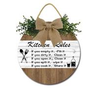 Geroclonup Rustic Modern Farmhouse Kitchen Rules Wall Art Decor - Funny Wooden Signs for Office, Christmas - 28cm