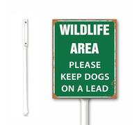 Geroclonup Rustic Wildlife Area Yard Sign, Green, 20X30cm, Aluminum, Please Keep Dogs on a Lead, Slow Down