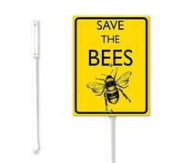 Geroclonup Save The Bees Sign with Stake Pollinator Sign No Mow Lawn Sign 17.5x22cm Sturdy Aluminum Yard Sign Rust Free Weatherproof Outdoor Yard Plaque for Front Door Garden Lawn