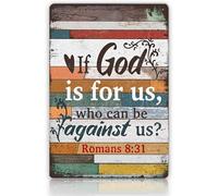 Geroclonup Scripture Wall Art Bible Verse Wall Decor 30x40cm Aluminium If God is for Us Sign Christian Art for Home