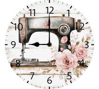Geroclonup Sewing Room Decor Sewing Wall Clock Silent Non Ticking 25cm Quality Quartz Battery Operated Round Easy to Read Home Office Classroom School Decor Clock