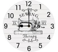 Geroclonup Sewing Room Wall Clock, Sewing Supplies Home Decor, Wall Decor for Sewing Lovers gifts, Funny Wood Wall Clock Silent Non Ticking Battery Operated 25x25CM