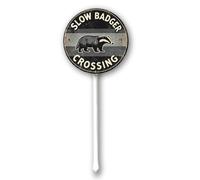 Geroclonup Slow Badger Crossing Vintage Aluminum Sign - 9.2x9.2 Inch Retro Wildlife Warning Decor for Yard, Garden, and Outdoor Pathways