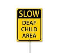 Geroclonup Slow Deaf Child Area Sign with Stake 8x12inch Yard Sign Yard Decoration Rustproof Outdoor Aluminum Sign for Yard Garden Lawn Street Outdoor
