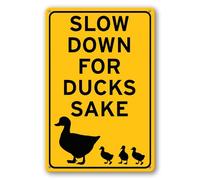 Geroclonup Slow Down For Ducks Sake Sign 20x30cm Aluminum Sign Rust Free Aluminum Wall Decor Metal Weatherproof Sign for Indoor Outdoor