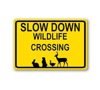 Geroclonup Slow Down Wildlife Crossing Sign 30x40cm Rust Free Metal Aluminum Signs for Indoor Outdoor Street Pre-Drilled Holes Weather Resistant