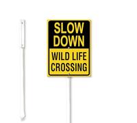Geroclonup Slow Down Wildlife Crossing Sign with Stake Outdoor Yard Sign Rustproof Aluminum Metal Sign Fade Resistant Lawn Decoration for Outdoor 20x30cm