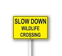 Geroclonup Slow Down Wildlife Crossing Yard Sign with Stake 12x8inch Rustproof Aluminum Sign Outdoor Aluminum Sign for Lawn Yard Garden Decor, Easy to Install, Outdoor Use