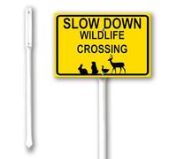 Geroclonup Slow Down Wildlife Crossing Yard Sign with Stake 20x30cm Sturdy Aluminum Fade Resistant Lawn Decoration Traffic Sign for Front Door Outdoor Use