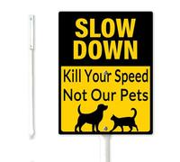 Geroclonup Slow Down Yard Sign with Stake 20x30cm Sturdy Aluminum Rustproof Outdoor Lawn Decor Kill Your Speed Not My Family Sign for Front Door Outdoor Use Easy to Install