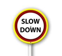 Geroclonup Slow Down Yard Sign with Stakes 9.2in×9.2in, Sturdy Aluminum Yard Signs Rust Free, Street Slow Down Round Sign Traffic Signs for Garden Lawn Street Outdoor