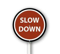 Geroclonup Slow Down Yard Sign with Stakes 9.2in×9.2in, Sturdy Aluminum Yard Signs Rust Free, Street Slow Down Round Sign Traffic Signs for Garden Lawn Street Outdoor