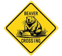 Geroclonup Slow Sign Beaver Crossing Sign Street & Road Traffic Signs Black and Yellow Wall Decor for Indoor Outdoor Use 30x30cm Aluminum Warning Yard Decor