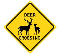 Geroclonup Slow Sign Deer Crossing Sign Street & Road Traffic Signs Black and Yellow Wall Decor for Indoor Outdoor Use 30x30cm Aluminum Warning Yard Decor