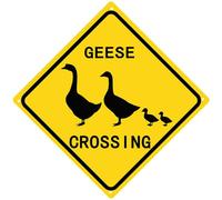 Geroclonup Slow Sign Geese Crossing Sign Street & Road Traffic Signs Black and Yellow Wall Decor for Indoor Outdoor Use 30x30cm Aluminum Warning Yard Decor