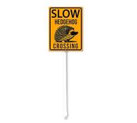 Geroclonup Slow Sign Hedgehog Crossing Sign with Stake 17.5x22cm Yard Sign Yard Decoration Rustproof Outdoor Aluminum Sign for Yard Garden Lawn Street Outdoor