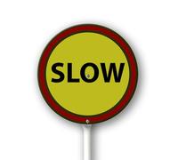 Geroclonup Slow Yard Sign with Stakes 9.2in×9.2in, Sturdy Aluminum Yard Signs Rust Free, Street Slow Down Round Sign Traffic Signs for Garden Lawn Street Outdoor