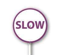 Geroclonup Slow Yard Sign with Stakes 9.2in×9.2in, Sturdy Aluminum Yard Signs Rust Free, Street Slow Down Round Sign Traffic Signs for Garden Lawn Street Outdoor