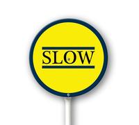 Geroclonup Slow Yard Sign with Stakes 9.2in×9.2in, Sturdy Aluminum Yard Signs Rust Free, Street Slow Down Round Sign Traffic Signs for Garden Lawn Street Outdoor