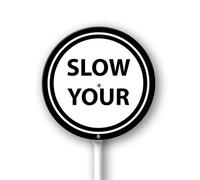 Geroclonup Slow Your Yard Sign with Stakes 9.2in×9.2in, Sturdy Aluminum Yard Signs Rust Free, Street Slow Down Round Sign Traffic Signs for Garden Lawn Street Outdoor