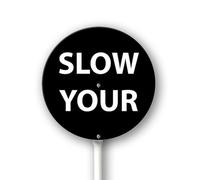 Geroclonup Slow Your Yard Sign with Stakes 9.2in×9.2in, Sturdy Aluminum Yard Signs Rust Free, Street Slow Down Round Sign Traffic Signs for Garden Lawn Street Outdoor