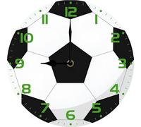 Geroclonup Soccer Wall Clock Sport Sign 25cm Round Silent Non Ticking Wood Wall Clocks Battery Operated Easy to Read Decorative Wall Clock for Bedroom Living Room Man Cave Decor