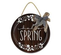 Geroclonup Spring Door Sign Spring Door Decor Hello Spring Sign Welcome Sign for Front Door Round Wooden Spring Hanging Decorations for Home Farmhouse Porch Decor 28cm