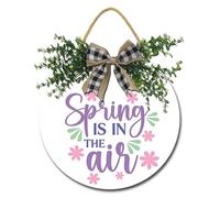 Geroclonup Spring Door Sign Spring Is in the Air Door Sign Farmhouse Spring Door Hanger Decor Rustic Wooden Welcome Spring Door Wreaths Sign for Door Wall Home Holiday 28cm