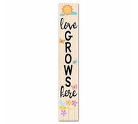 Geroclonup Spring Porch Sign Love Grows Here Sign for Front Door 20x160cm Spring Door Decor Vertical Wood Porch Sign Wooden Tall Welcome Sign Farmhouse Standing Wooden Hanging Sign for Indoor Outdoor