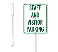 Geroclonup Staff and Visitor Parking Yard Sign with Stakes 11.5x15cm Sturdy Aluminum Yard Signs Rust Free Metal Lawn Decorations for Outdoor Use Weather-Resistant