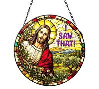 Geroclonup Stained Glass I Saw that Jesus Suncatcher Window Hanging Decor