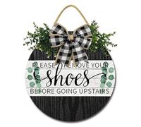 Geroclonup Stairs Decor Take Your Shoes Off Sign for Front Door No Shoes Sign for House Please Remove Your Shoes Before Going Upstairs Sign Shoes Off Hanging Sign for Home 28cm