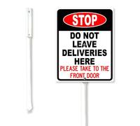 Geroclonup Stop Do Not Leave Deliveries Here Take To The Front Door Yard Sign 11.5x15cm Sturdy Aluminum Yard Signs Rust Free Garden Decorations Rustproof Standing Lawn Sign for Outdoor Decor