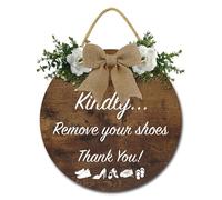 Geroclonup Take Off Your Shoes Door Sign Front Door Wreaths Sign 30cm Please Remove Your Shoes Thank You Sign for All Seasons Farmhouse Home Front Porch Door Decoration