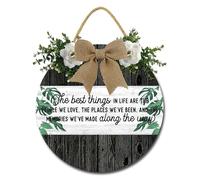 Geroclonup The Best Things in Life Sign Funny Wreaths Hanging Wooden Plaque Decoration Round Rustic Farmhouse Quotes Wall Art Decor for Home Porch Bedroom 30cm