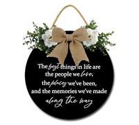 Geroclonup The Best Things in Life Wall Decor Family Decor Wall Art Farmhouse Front Door Signs Rustic Round Wood Wreaths Wall Hanging Farmhouse Entryway Decoration for Home Housewarming Gift 30cm